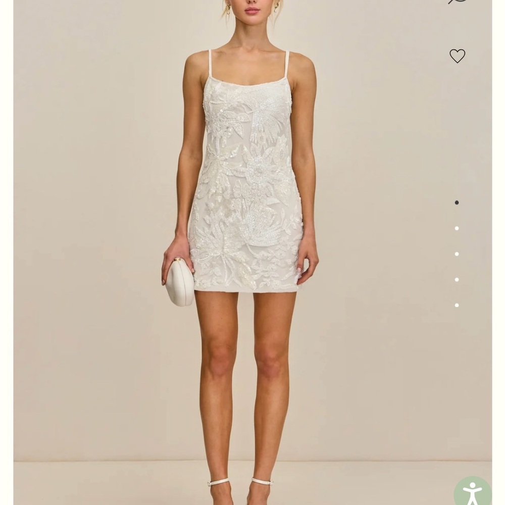 Cult Gaia White Beaded Slip Dress